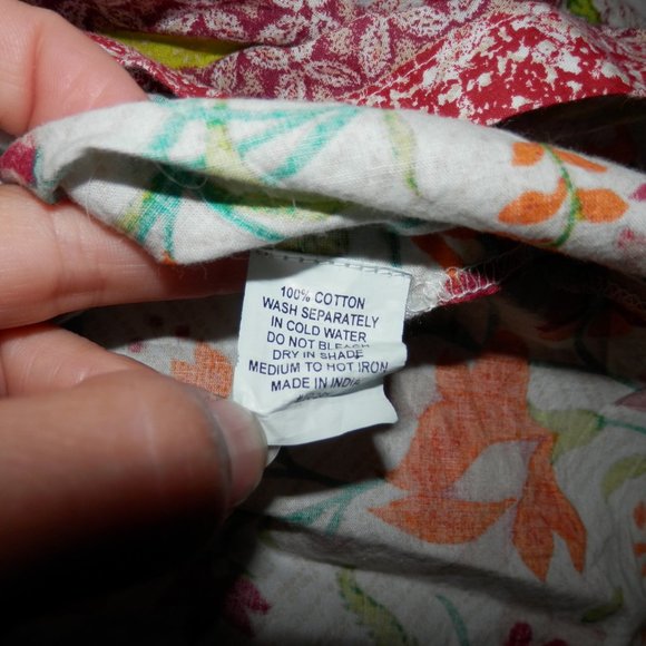 BIBA  Size 38 Boho Loose Blouson Peasant Dress Pleated Floral 100% Cotton 3559 - Picture 13 of 13